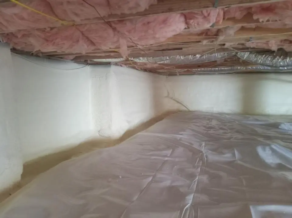Crawl space encapsulation with closed-cell spray foam for Attic Insulation in Sanford